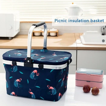 În aer liber coș de picnic curat-păstrarea Cooler pungă de gheață pliere izolate coș portabil takeaway cutie de prânz cutie coș de cumpărături