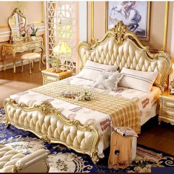 În stil European, canapea combinație stil American vila living mobilier complet din lemn masiv, pat