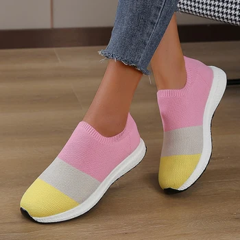 Șosete Pantofi Femei 2023 Noi De Vara Ochiurilor De Plasă Respirabil Pantofi Versatil Student Adidași Un Picior Casual Culoare Solidă Singur Pantofi