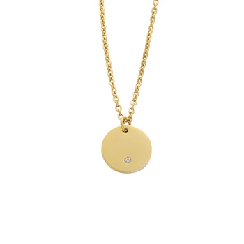 Placat cu aur de Monede Rotund Pandantiv Colier pentru Femei Fete Minimalist Disc Cerc Lanț Delicat Zircon Colier Bijuterii de Moda BFF