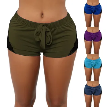 Sport Pantaloni De Yoga Pentru Femei Talie Strânse Out Dantelă Elastic Jambiere Scurte Pantaloni Casual